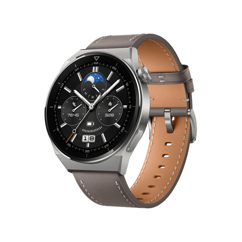 Huawei Watch GT 3 Pro 46mm Titanium Leather Strap Gray